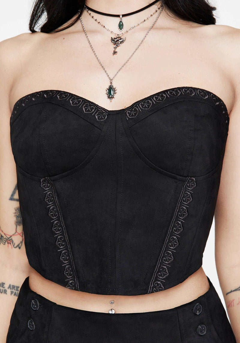 Lauma Faux Suede Corset Top