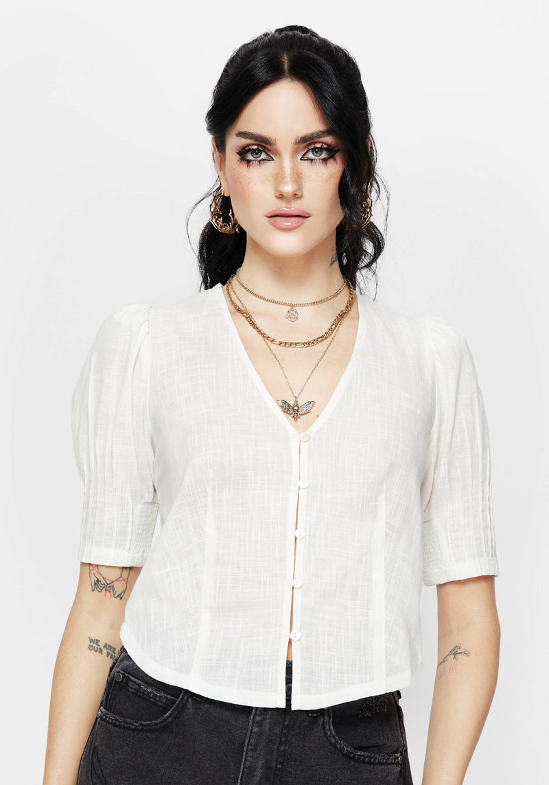 Parilia Cotton V Neck Blouse Top