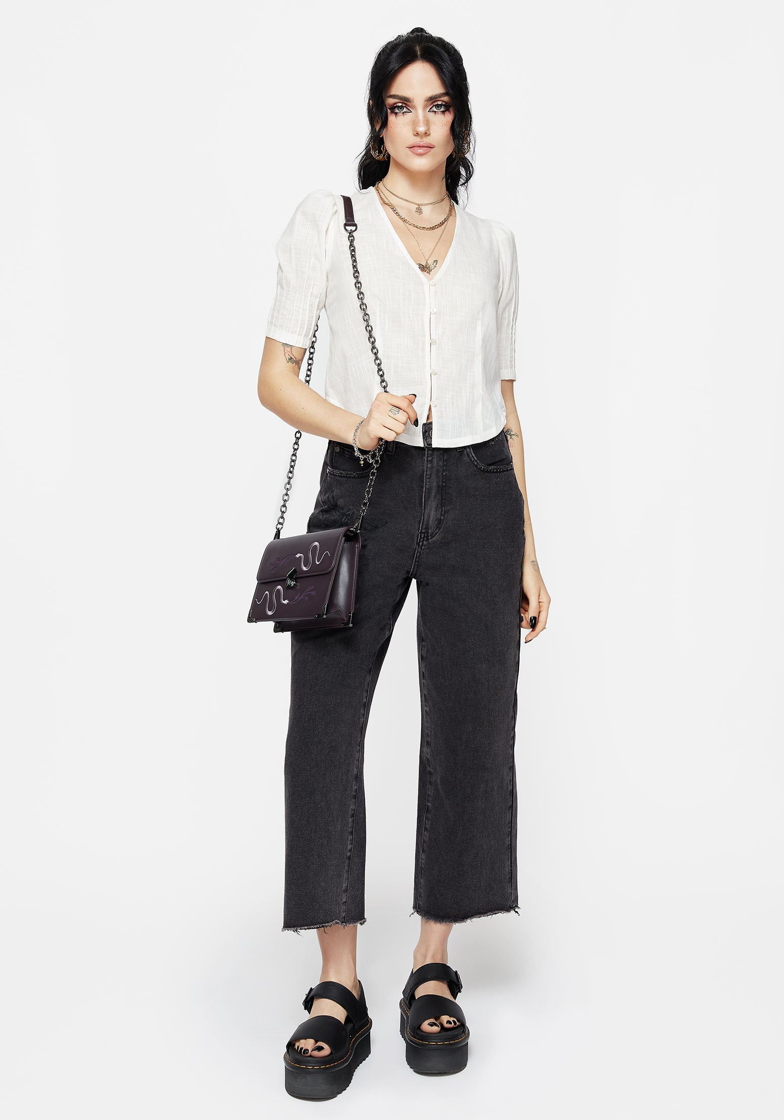 Parilia Cotton V Neck Blouse Top