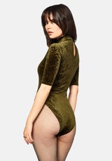 Thornshade High Neck Velour Bodysuit