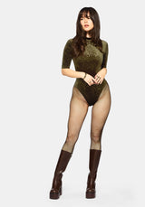 Thornshade High Neck Velour Bodysuit