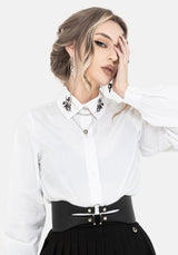 Despair Cotton Thistle Embroidered Button Up Shirt