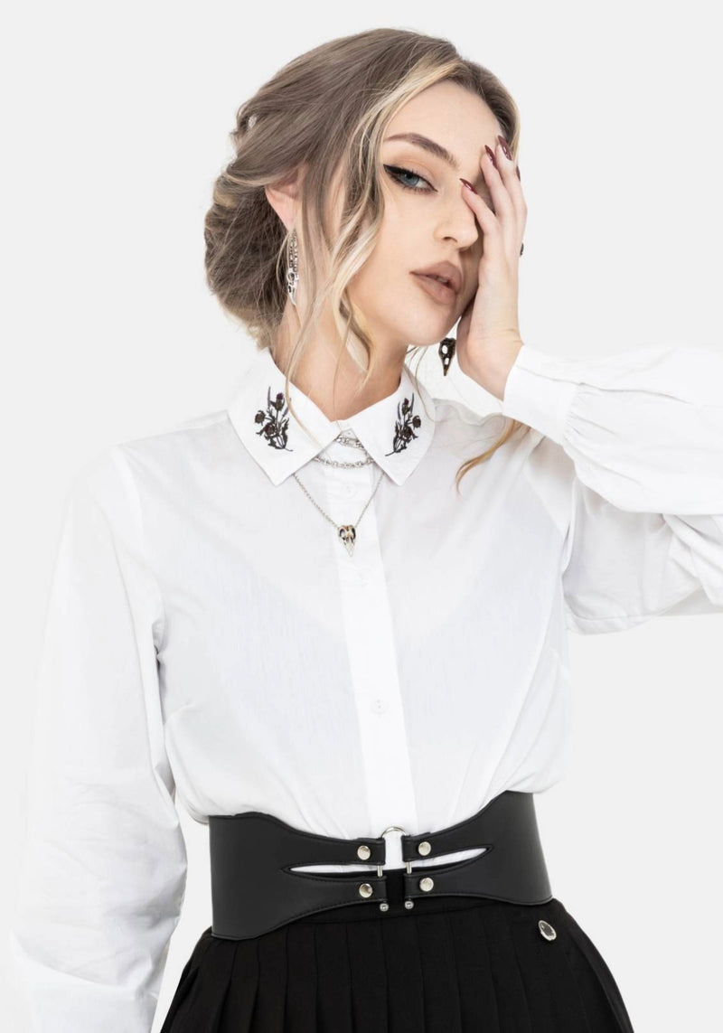 Despair Cotton Thistle Embroidered Button Up Shirt