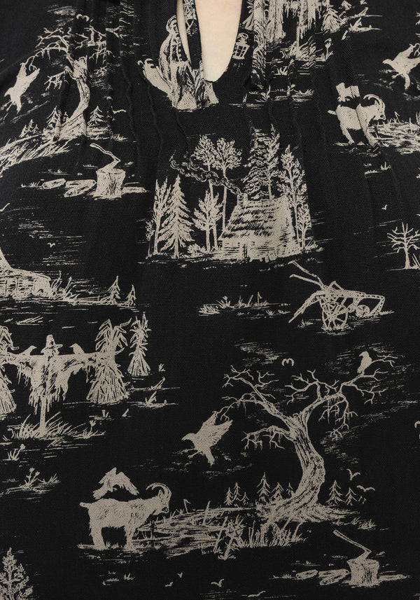 Lacelle Cotton Witch Toile Print Blouse