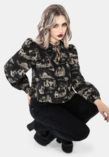 Lacelle Cotton Witch Toile Print Blouse