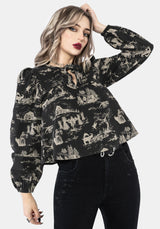 Lacelle Cotton Witch Toile Print Blouse