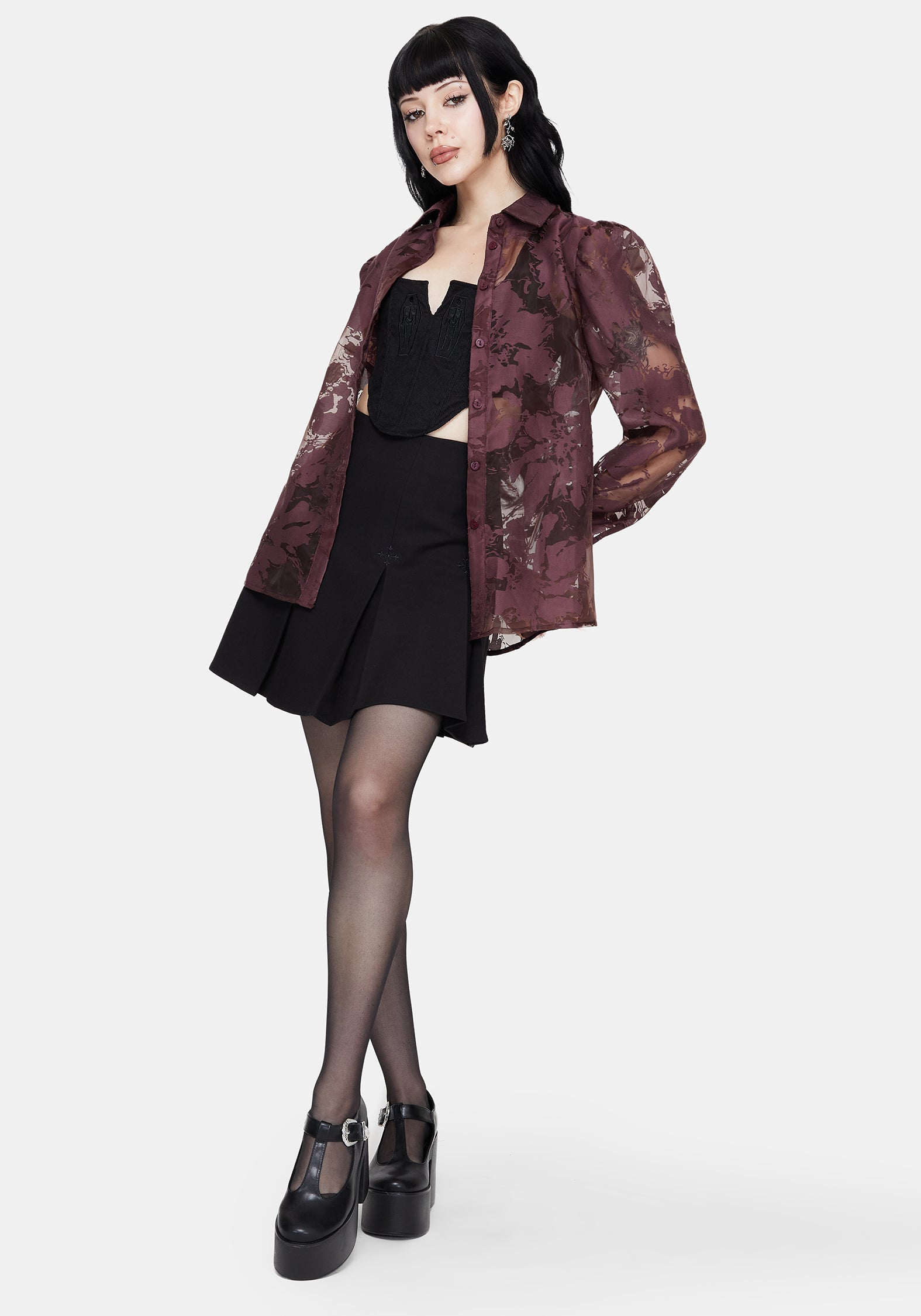 Spectre Sheer Regular Fit Shirt - Burgundy