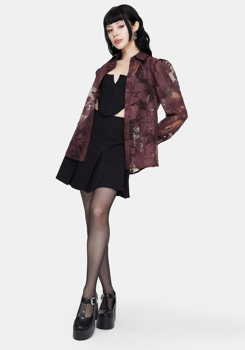 Spectre Sheer Regular Fit Shirt - Burgundy