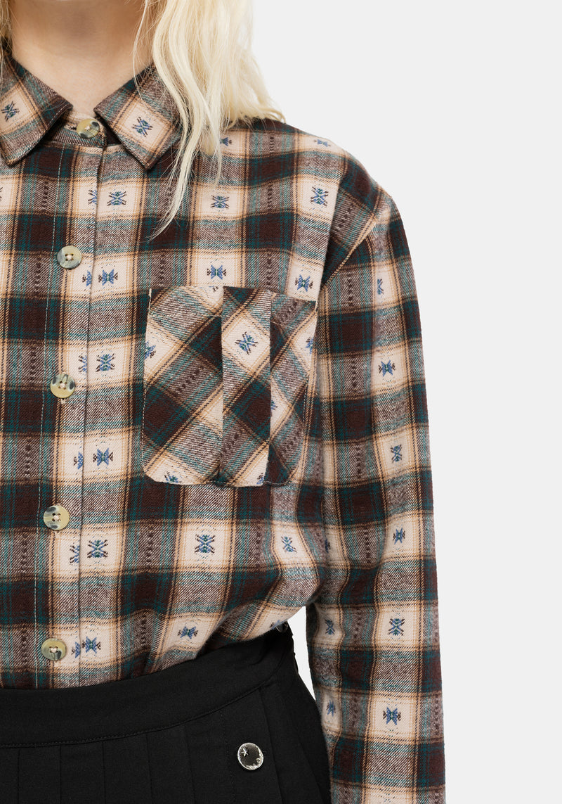 Emily Cotton Check Oversized Longline Shirt