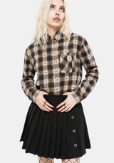 Emily Cotton Check Oversized Longline Shirt