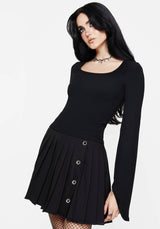 Amata Square Neck Flared Long Sleeve Top