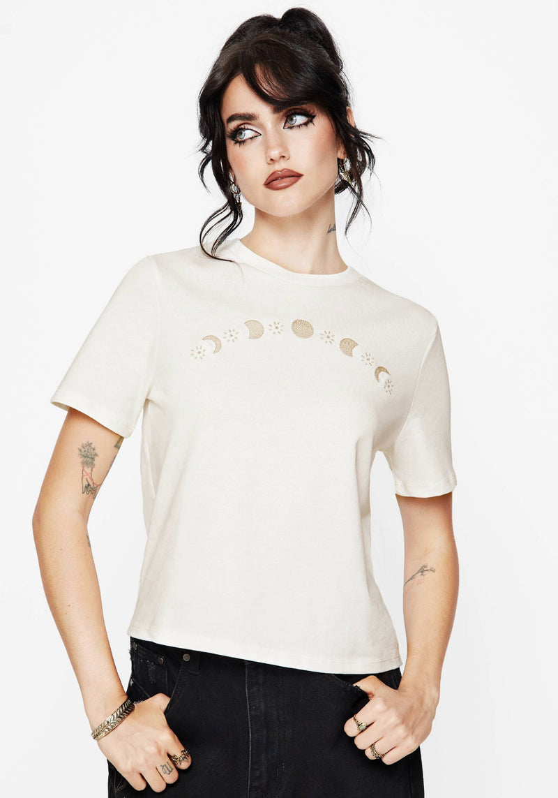 Griffinfly Cotton Embroidered Jersey Cropped T-Shirt