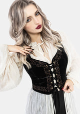 Gildra Tie Front Velour Waistcoat Corset