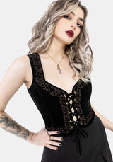 Gildra Tie Front Velour Waistcoat Corset