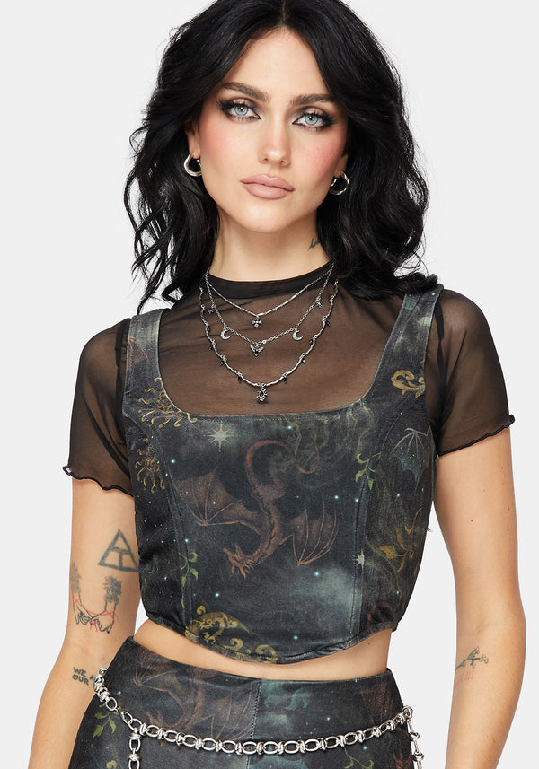 Phoenix Dragon Velour Corset