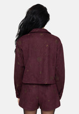 Rosia Celestial Print Suede Cropped Shacket