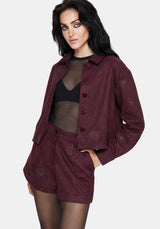 Rosia Celestial Print Suede Shorts