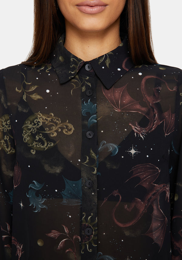 Phoenix Dragon Chiffon Blouse