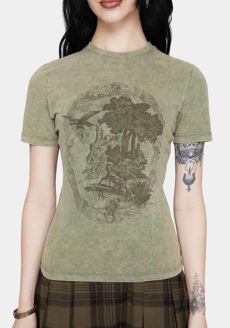 Thymus Graphic Print Fitted Cotton T-Shirt