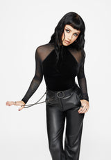 Vespera Velvet Mesh Long Sleeved Top