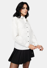 Belle Pleated Lace White Shirt