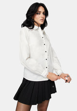 Belle Pleated Lace White Shirt