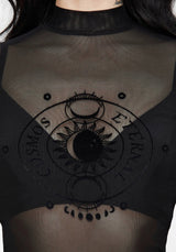 Vernal High Neck Mesh Short Sleeve Top