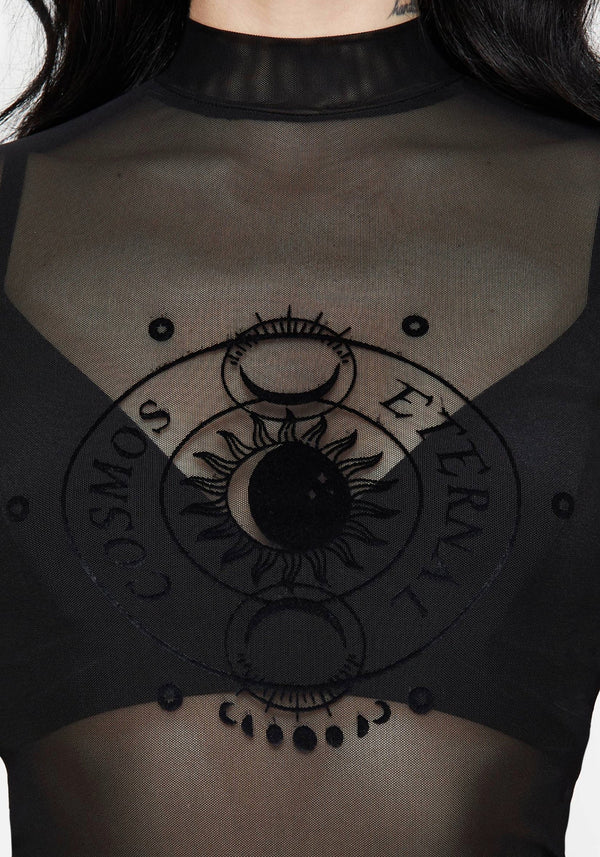 Vernal High Neck Mesh Short Sleeve Top