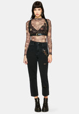 Rhea Long Sleeve Printed Mesh Top