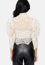 Lyra Lace Ruched High Neck Blouse