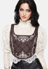 Bladeborn Check Embroidered Corset Top