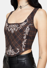 Bladeborn Check Embroidered Corset Top