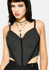 Pyra Houndstooth Lace Corset Top