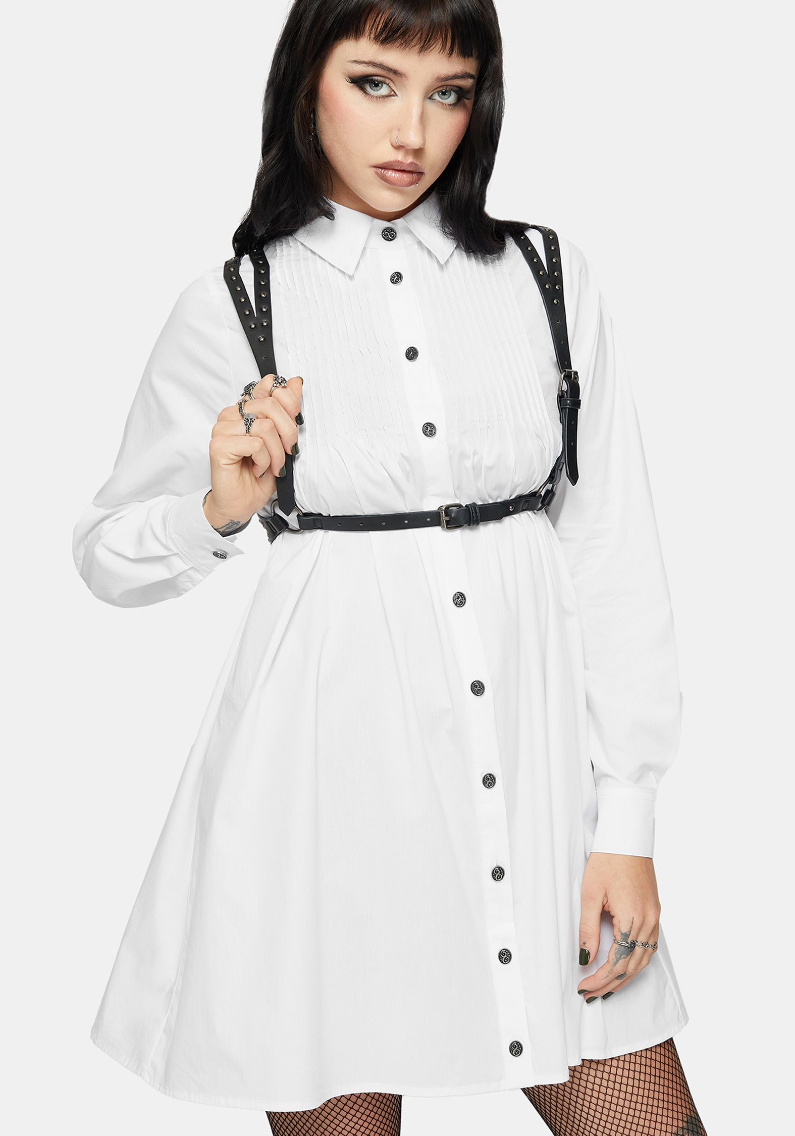pintuck mini shirt dress Pintuck Mini Shirt Dress