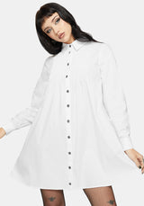 Arde Pintuck Mini Shirt Dress