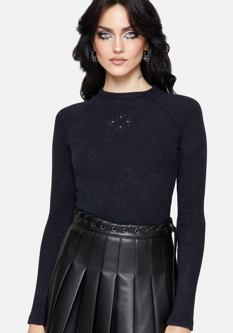 Christina Cotton Cut Out Detail Long Sleeved Top