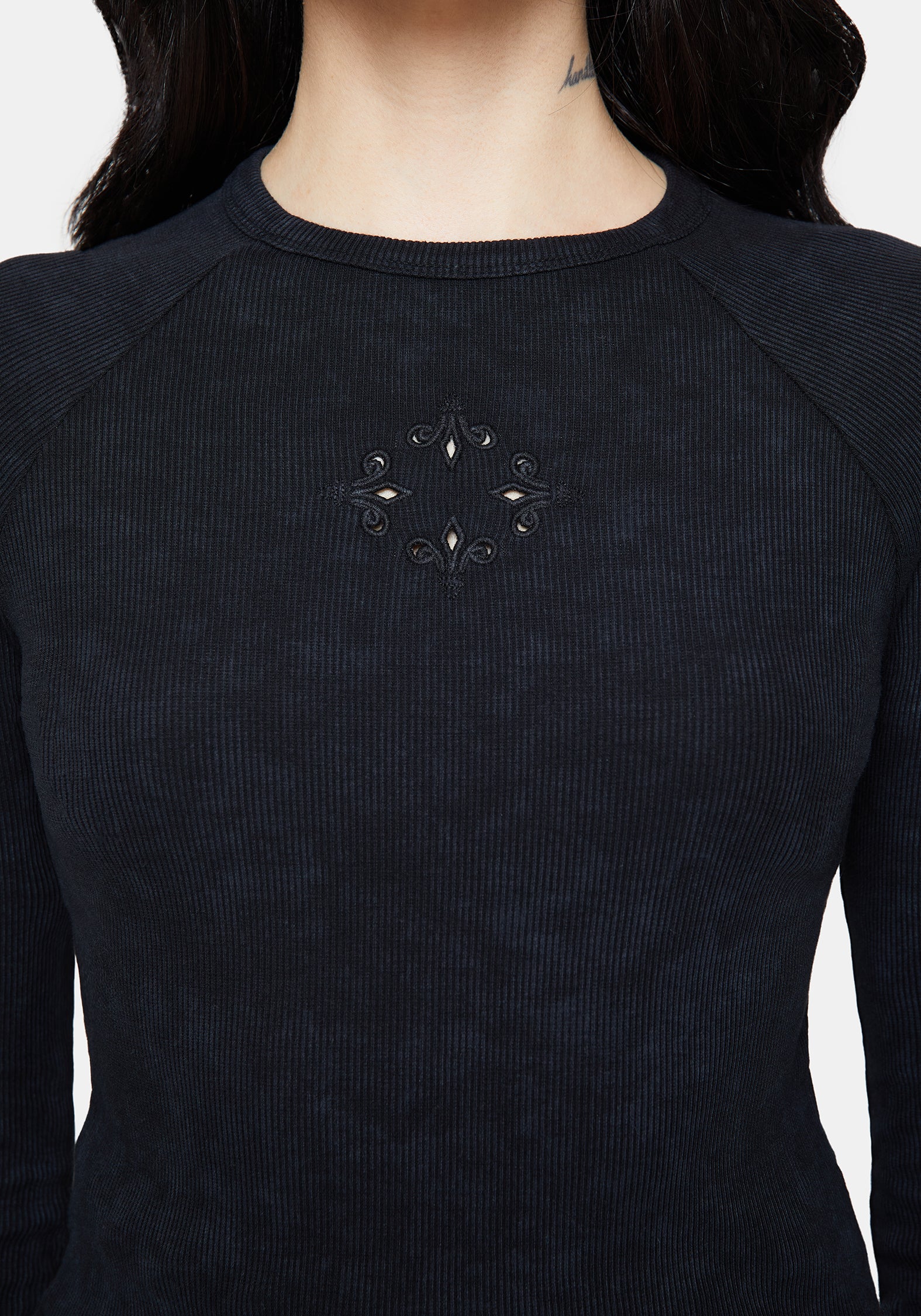 Christina Cotton Cut Out Detail Long Sleeved Top