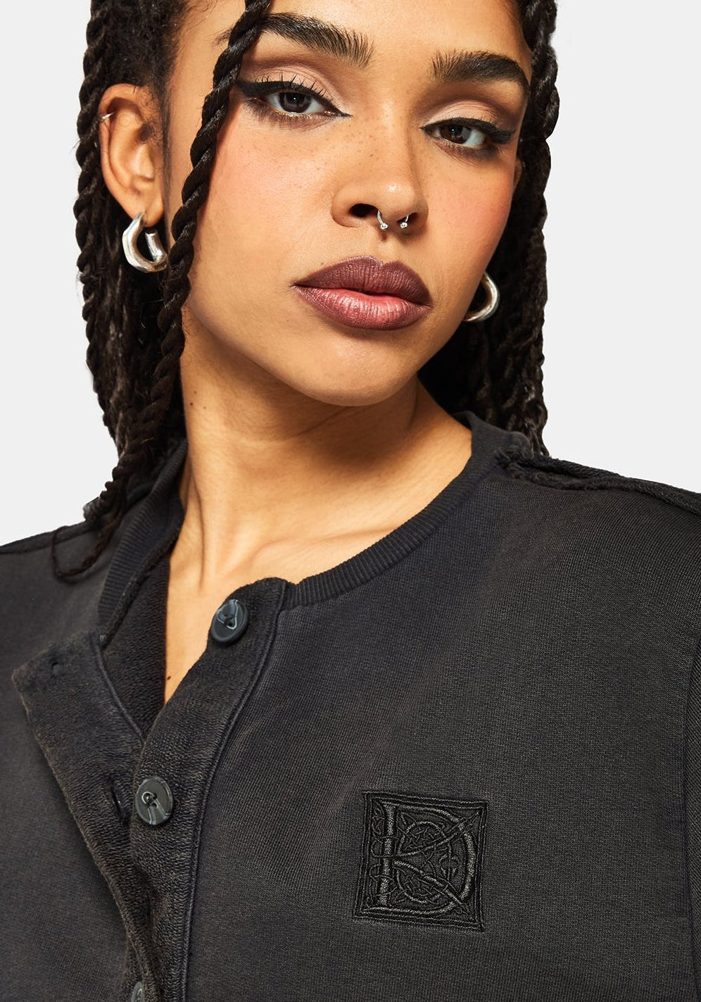 Irla Embroidered Short Sleeve Button Down Sweat