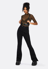 Jinx Mesh Short Sleeve Top - Khaki Green