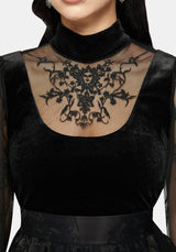 Trixie Samt Bestickt Lang Ärmel Trichter Top