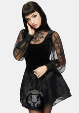 Trixie Samt Bestickt Lang Ärmel Trichter Top