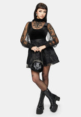 Trixie Samt Bestickt Lang Ärmel Trichter Top