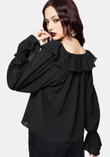 Cassidy Crinkle Poet Sleeve Lace Up Blouse