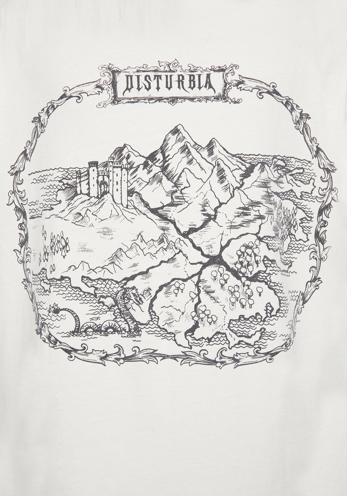 Fenrys Medieval Map Long Sleeved Cream T-Shirt