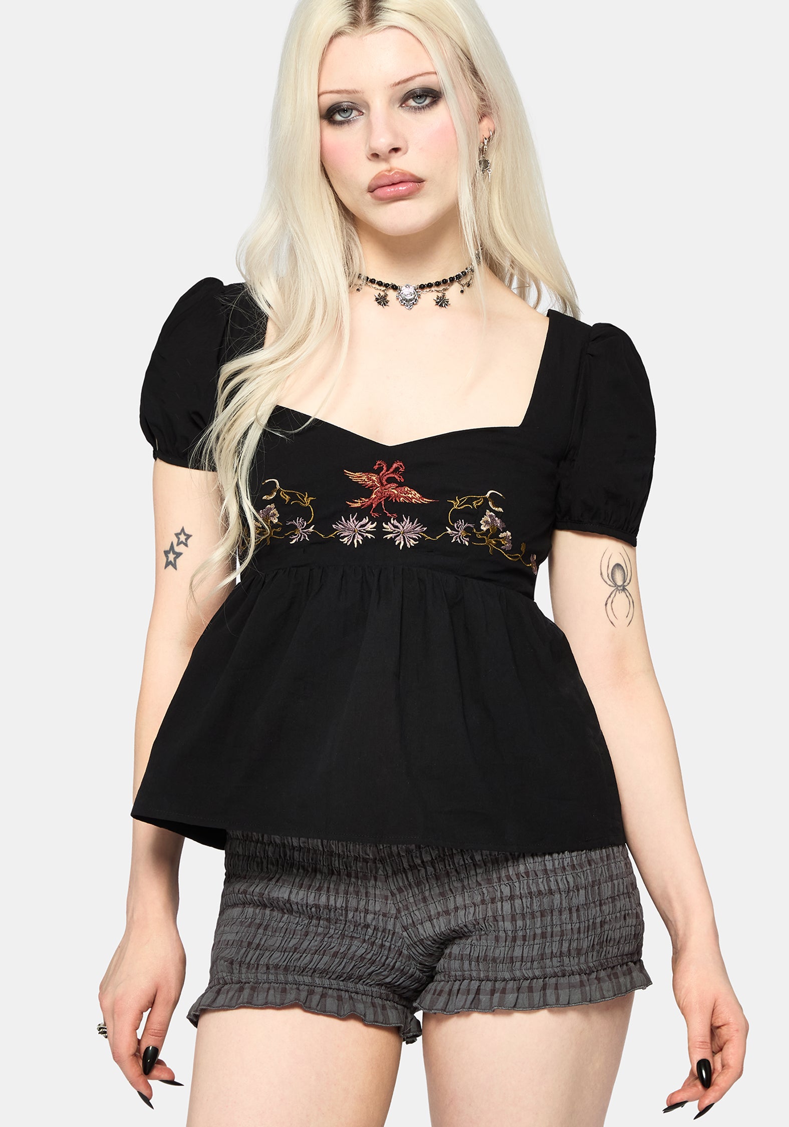 Genevra Embroidered Babydoll Top EU 34