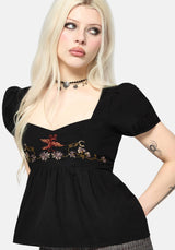 Genevra Embroidered Cotton Babydoll Top
