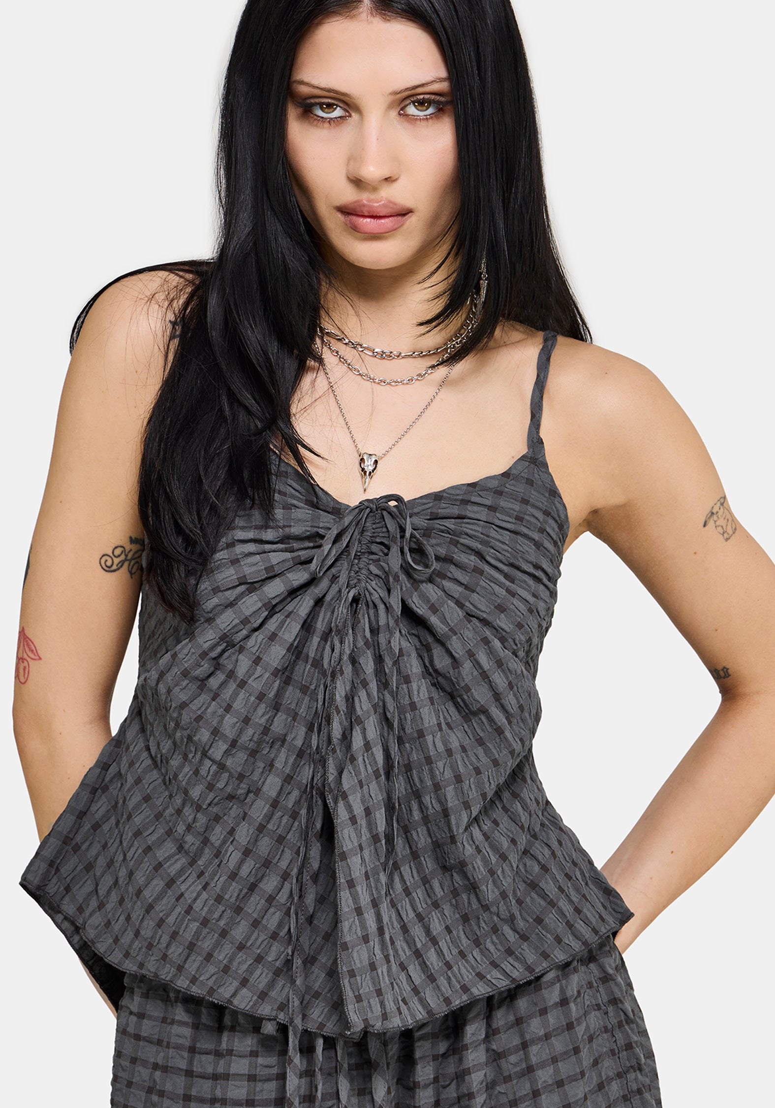 Nimira Check Ruche Hanky Hem Cami EU 34