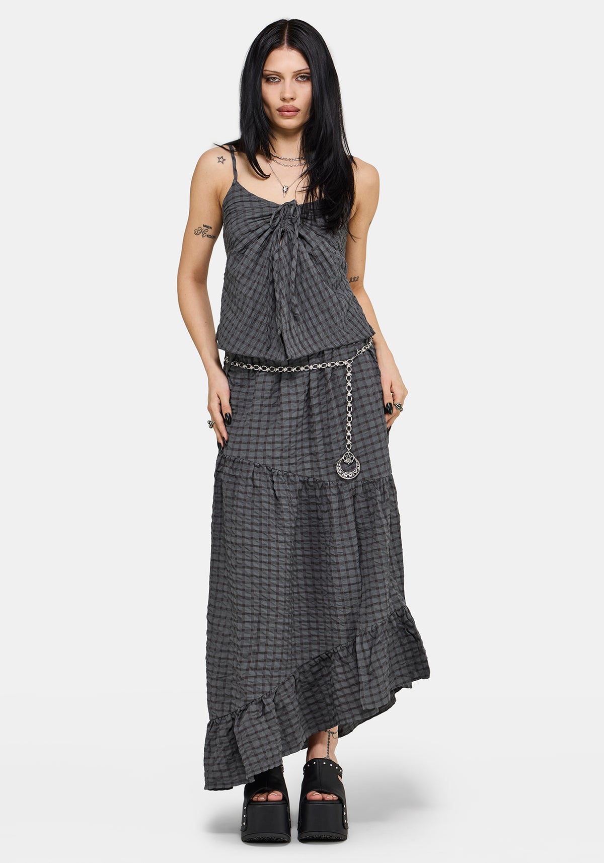 Nimira Check Ruche Hanky Hem Cami EU 34