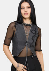 Sirrha PU Serpent Embroidered Waistcoat EU 34