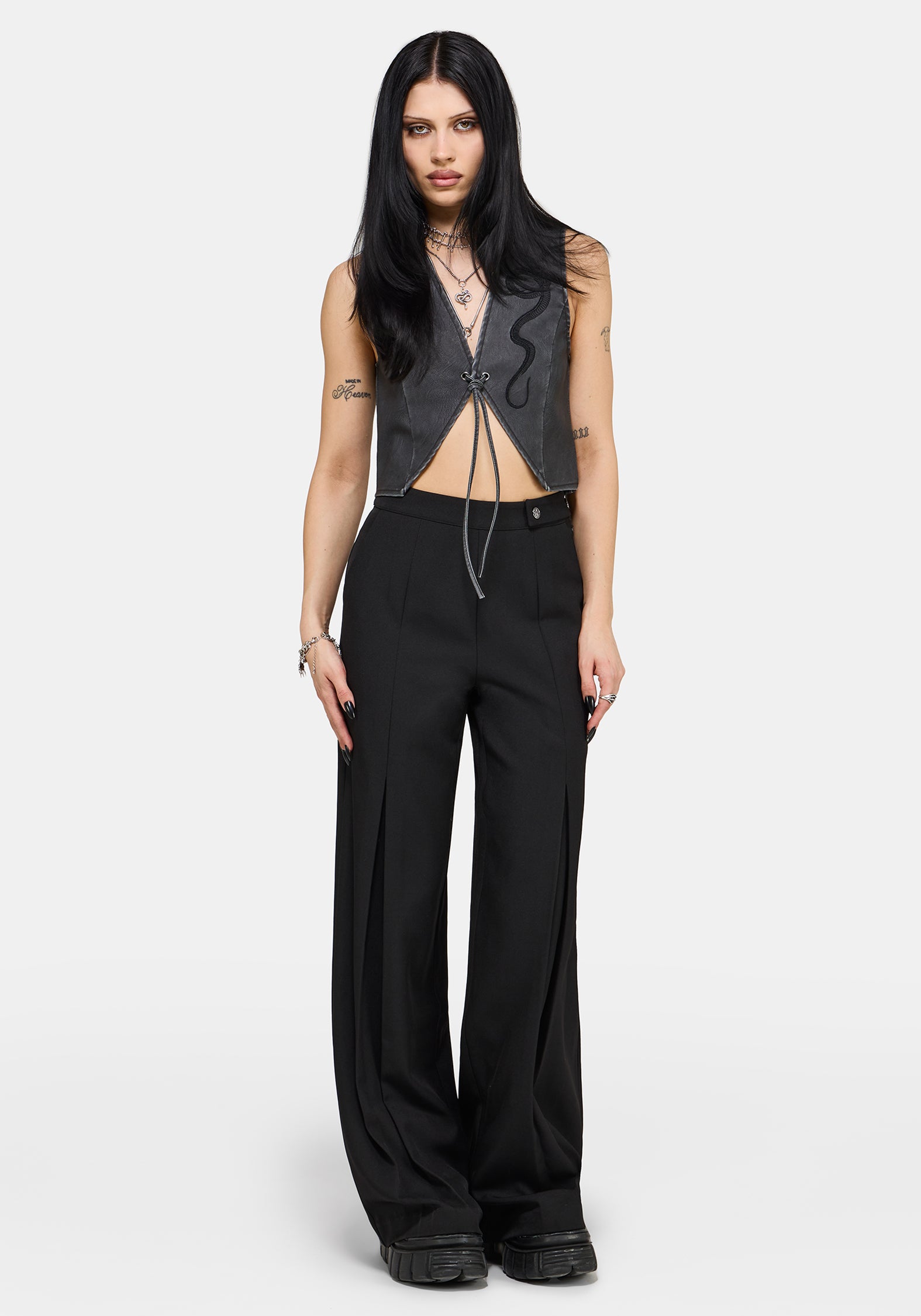Sirrha PU Serpent Embroidered Waistcoat EU 34